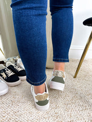 The Paisley - Khaki and Beige Distressed Sole Star Trainer