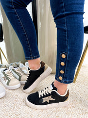 The Paisley - Black Distressed Sole Star Trainers