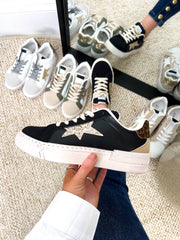 The Paisley - Black Distressed Sole Star Trainers