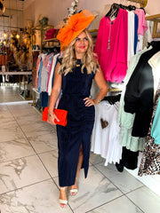 The Rachel - Navy Ruched Dress