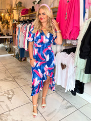 The Nelly - V-neck Abstract Print Midi Dress