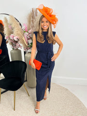 The Rachel - Navy Ruched Dress