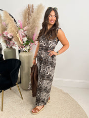 The Sabrina - Animal Print Wide Leg Jumpsuit