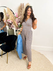 The Sabrina - Mosaic Pattern Wide Leg Jumpsuit