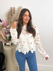 The Jazzy - Crochet Long Sleeve Top