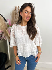 The Moira - Floral Broidery Anglaise Blouse