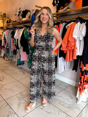 The Sabrina - Animal Print Wide Leg Jumpsuit
