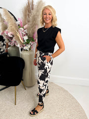 The Chelsea - Cow Print Carrot Leg Joggers