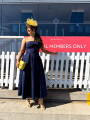 The Meegan - Navy Bandeau Midi Dress