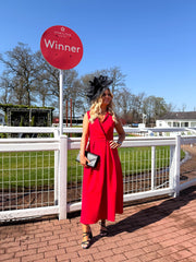 The Lady - Red Collared Midi Dress