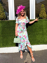 The Lorena - Mint Floral Frill Midi Dress