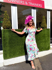 The Lorena - Mint Floral Frill Midi Dress