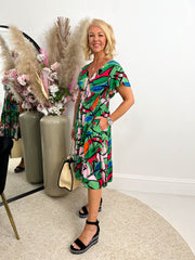 The Maxine- Green Abstract Print Dress