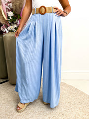 The Danielle - Pin Stripe Trousers with Belt