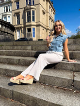 The Trinity - Striped Wide Leg Trousers with Woven Belt