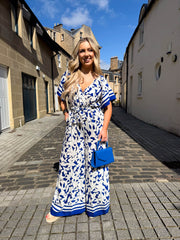 The Sophia - Blue & White Floral Jumpsuit