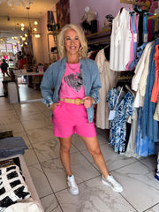 The Rhona - High Waisted Shorts with Woven Belt