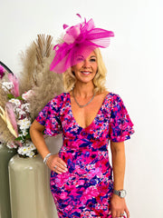 The Pretoria - Pink & Purple Floral Midi Dress