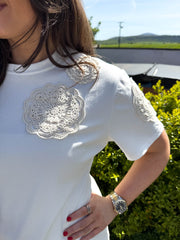 The Sandy - Floral Crochet Detail T-Shirt