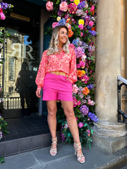 The Rhona - High Waisted Shorts with Woven Belt