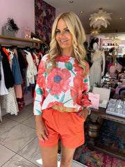 The Alicia- Floral Print Fine Knit Top