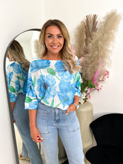 The Alicia- Floral Print Fine Knit Top