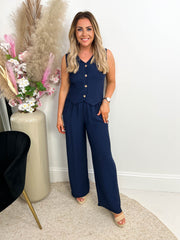 The Trixie - Linen Look Waistcoat Two-Piece Set