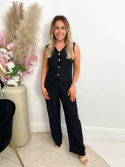 The Trixie - Linen Look Waistcoat Two-Piece Set