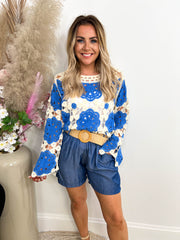 The Wynn - Crotchet Floral Long Sleeve Top