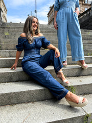 The Judi - Denim Embroidered Jumpsuit