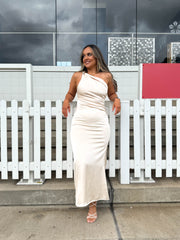 The Tilly - Champagne One Shoulder Maxi Dress