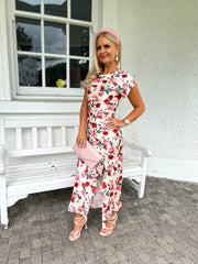 The Isabella - Rose Print Satin Dress