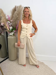 The Ally - Gold Button Down Vest Top