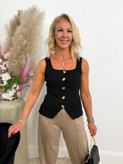 The Diana - Gold Button Knitted Vest