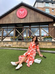 The Brianna - Orange Printed Maxi Shirt Dress