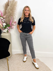 The Emilie - Embellished Short Sleeve Knit Top