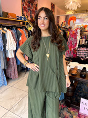 The Felix - Striped Pleat Waist Trouser Set