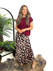 The Cassandra - Leopard Print Satin Skirt