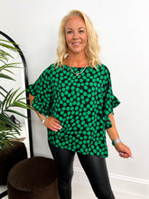 The Dylan - Green & Black Polka Dot Blouse