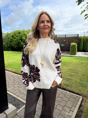 The Addilyn - Floral Print Knit with Diamante Detailing