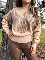 The Shelly- Camel Tassel Knit