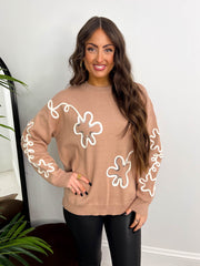 The Kaz - Embroidered Squiggle Flower Knit