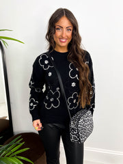 The Elisa - Sequin Floral Knit