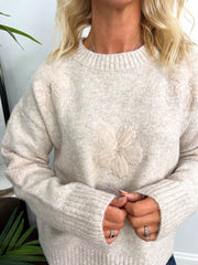 The Jill - Mesh Flower Detailing Knit