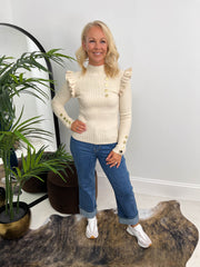 The Alba - Long Sleeve Knit with Gold Button Detailing
