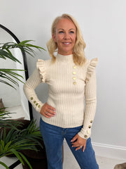 The Alba - Long Sleeve Knit with Gold Button Detailing