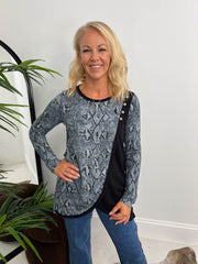 The Natalie - Snake Print Asymmetric Top