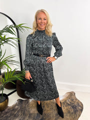 The Leonie - Black and White Speckle Maxie Dress