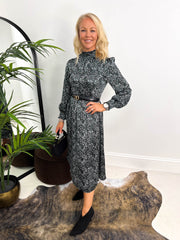 The Leonie - Black and White Speckle Maxie Dress