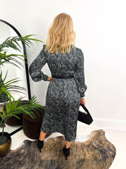 The Leonie - Black and White Speckle Maxie Dress